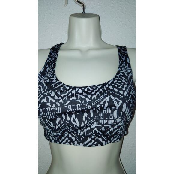 Victoria Secret Sports Bra Small Black And White Geometric Pattern Cris Cross - Picture 1 of 4